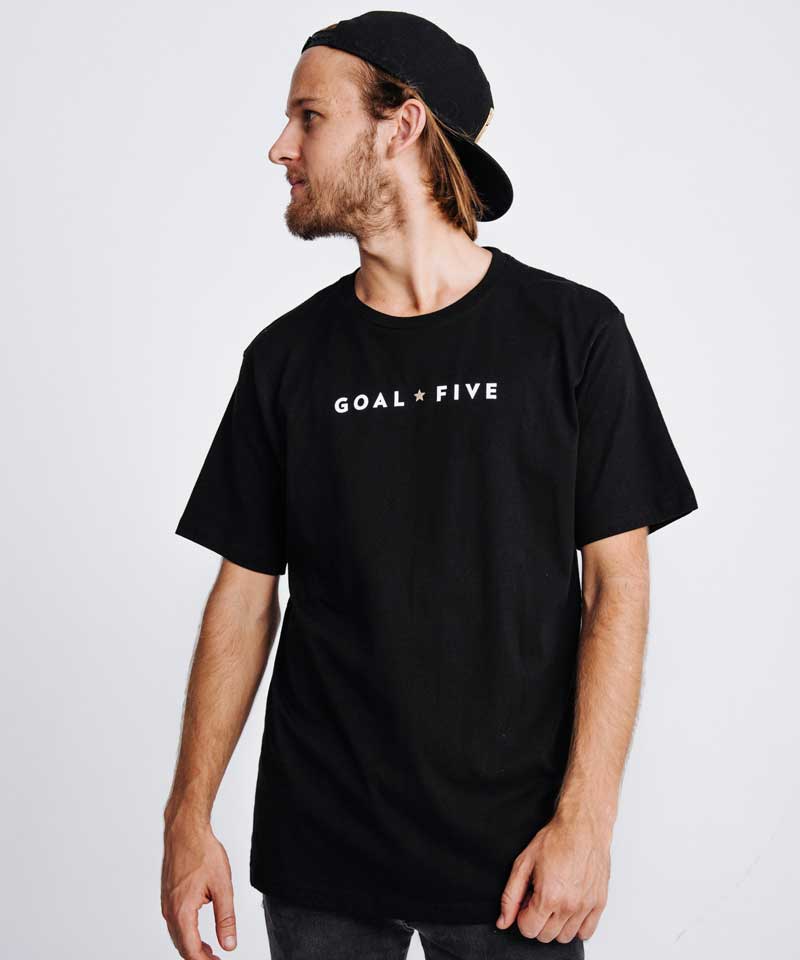 Camiseta de algodón negra para hombre Goal Five