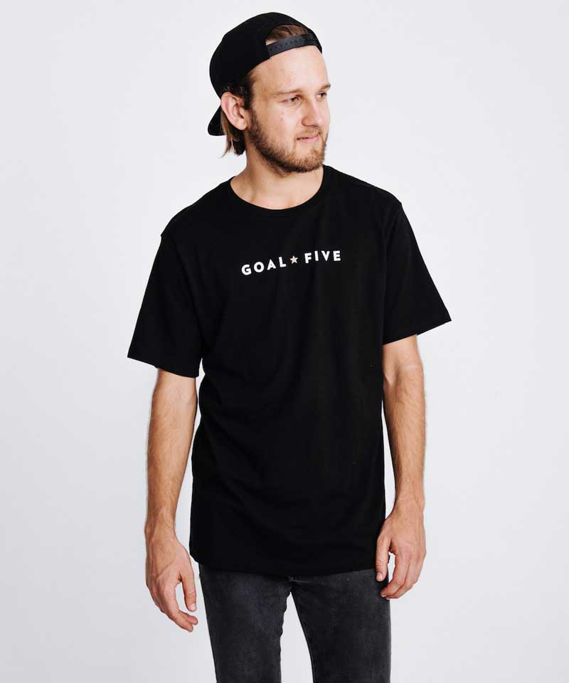 Camiseta de algodón negra para hombre Goal Five