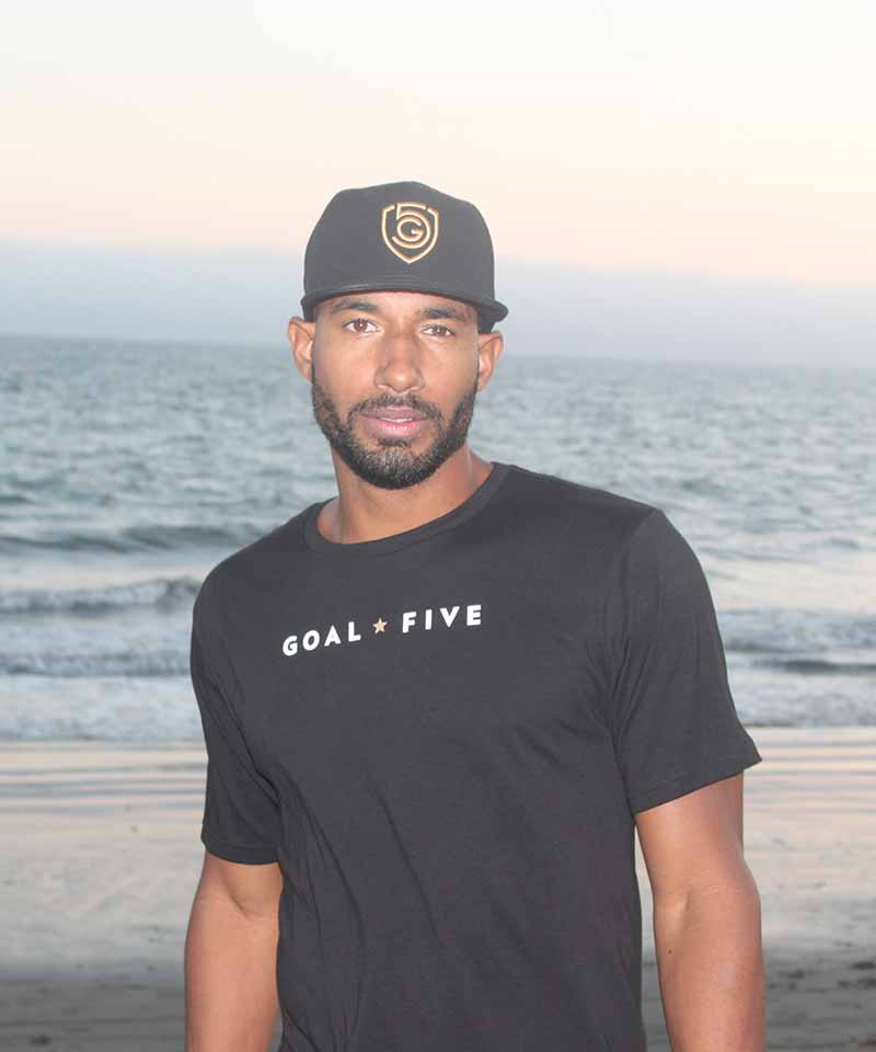 Camiseta de algodón negra para hombre Goal Five